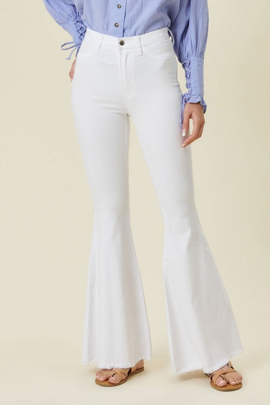 Feeling High Waisted Flare Jeans in White