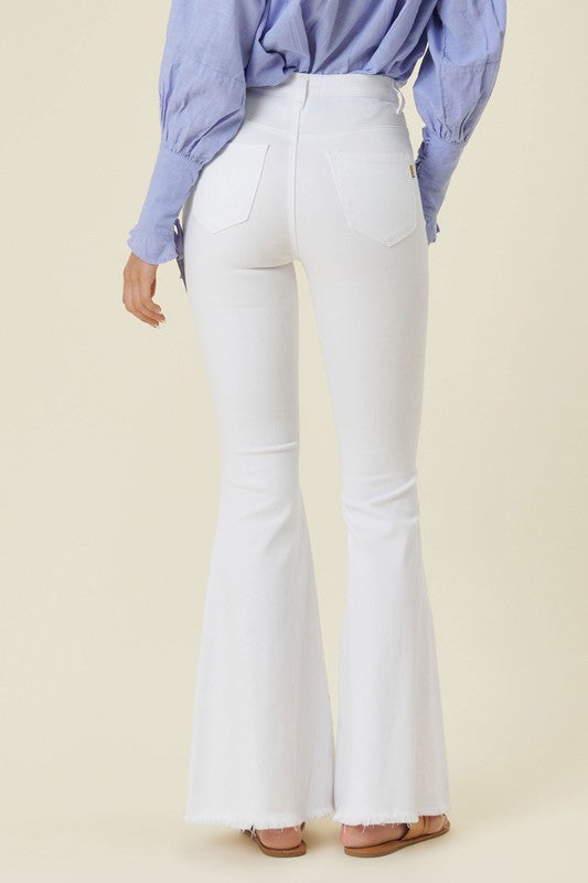 Feeling High Waisted Flare Jeans in White