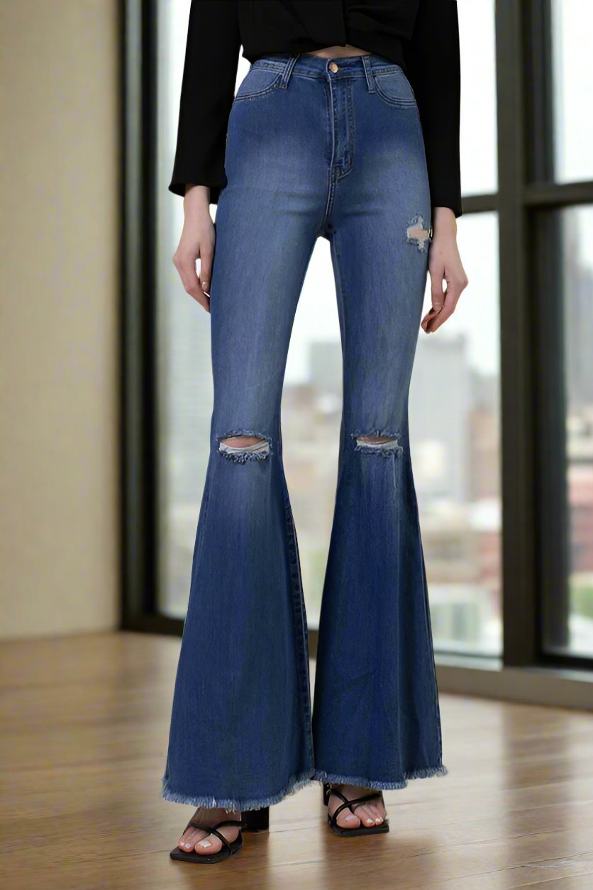 To The Extreme High Rise Flare Jeans in Medium Stone