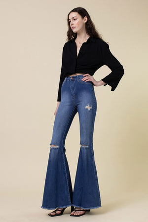 To The Extreme High Rise Flare Jeans in Medium Stone