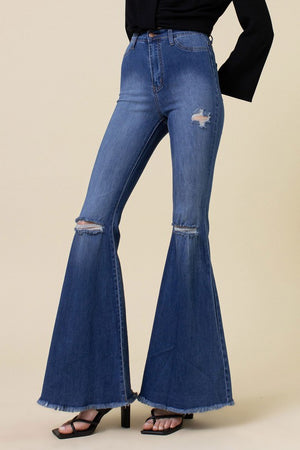 To The Extreme High Rise Flare Jeans in Medium Stone