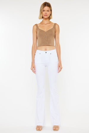 Alina Mid Rise Flare Jeans in White