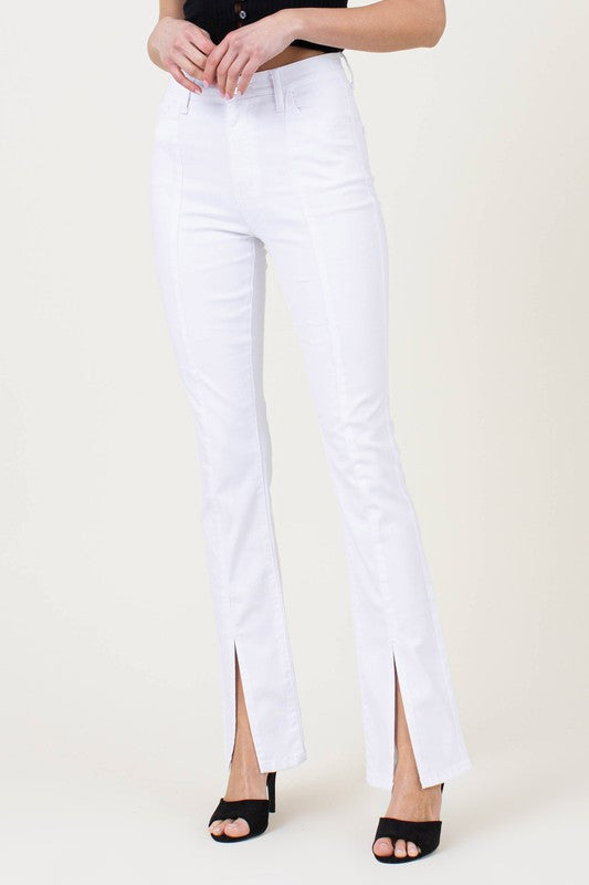 So Slim Bootcut Jeans with Front Slits in White