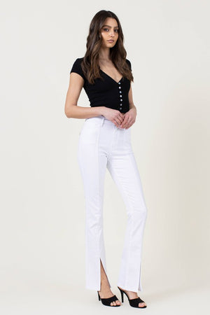 Hey Slim Bootcut Jeans with Front Slits in White