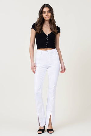 Hey Slim Bootcut Jeans with Front Slits in White