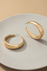 Mirror Image Puff Hoop Earrings in Gold