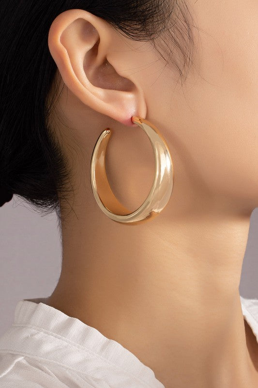 Mirror Image Puff Hoop Earrings in Gold