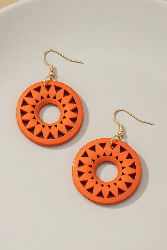 Holly Wood Cut-Out Drop Earrings in a Variety of Colors