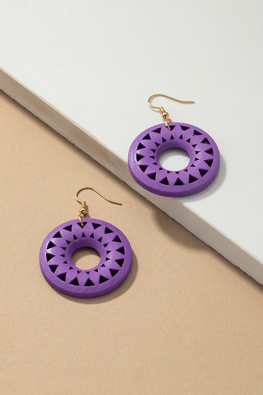 Holly Wood Cut-Out Drop Earrings in a Variety of Colors