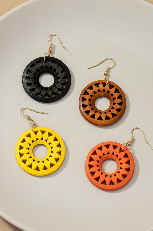 Holly Wood Cut-Out Drop Earrings in a Variety of Colors