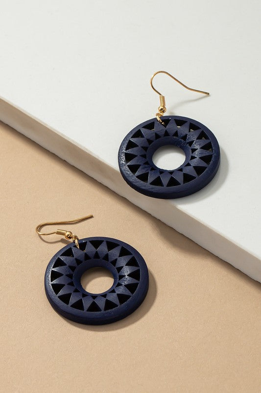 Holly Wood Cut-Out Drop Earrings in a Variety of Colors