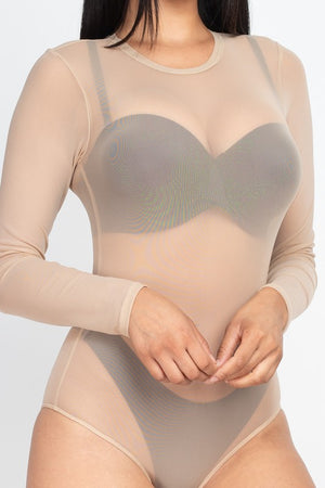 Mesh-tastic Sheer Long Sleeve Bodysuit in a Assorted Colors