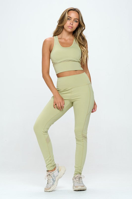 Perfect Two Piece Activewear Set in Light Green & Blue