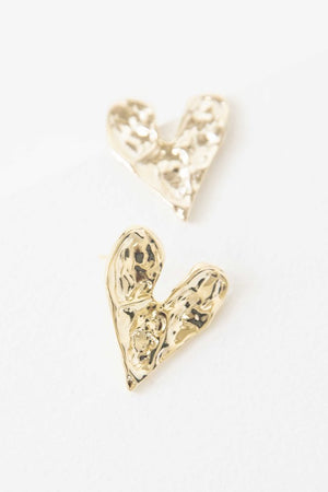 All Hammered Heart Earrings in Gold