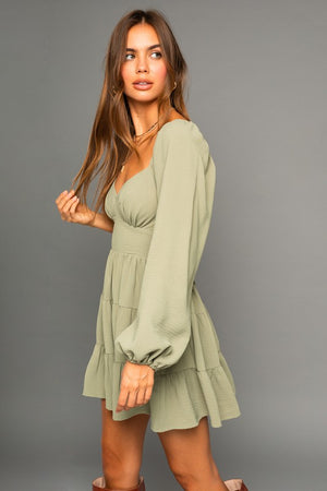 Eliza Long Sleeve Open Back Dress