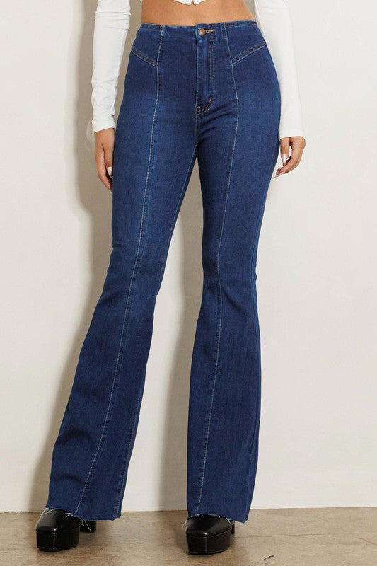 Abigail Paneled High Rise Flare Jeans