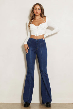 Abigail Paneled High Rise Flare Jeans