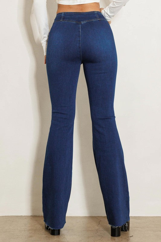 Abigail Paneled High Rise Flare Jeans