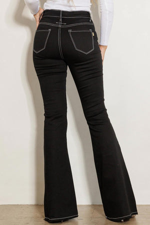 Stitchy Situation High Rise Flare Jeans in Black