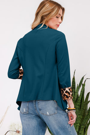 Feline Finish Leopard Cuff Blazer in Hunter Green