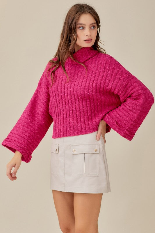 Lyla Turtleneck Sweater in Hot PInk