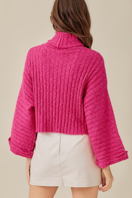 Lyla Turtleneck Sweater in Hot PInk