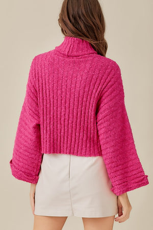 Lyla Turtleneck Sweater in Hot PInk