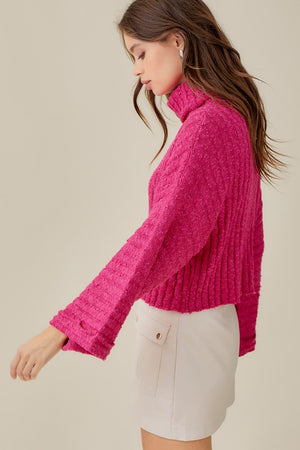 Lyla Turtleneck Sweater in Hot PInk