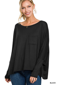 Josie Dolman Sleeve Top in Ruby & Black