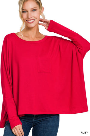 Josie Dolman Sleeve Top in Ruby & Black