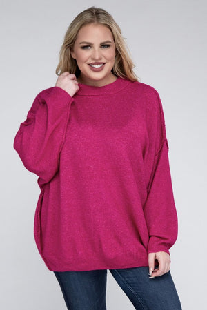 Allison Plus Raw Seam Melange Sweater in a Variety of Colors