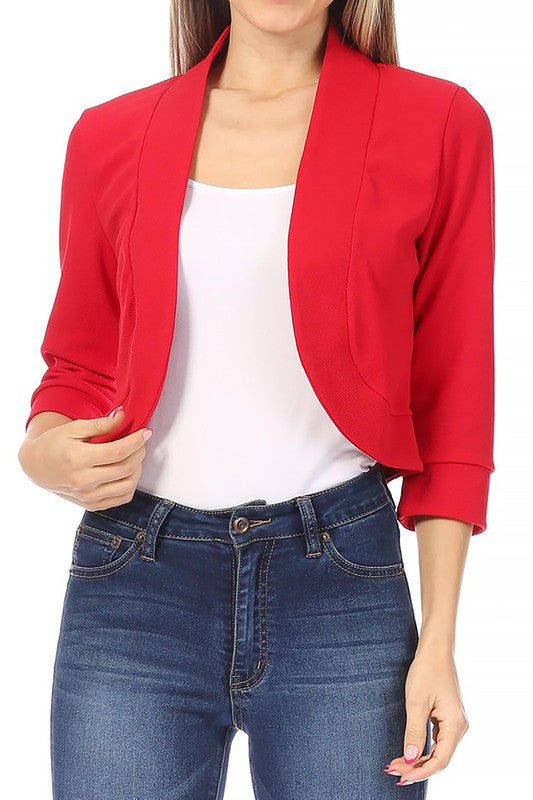 Lizette Cropped 3/4 Length Blazer in a Variety of Colors