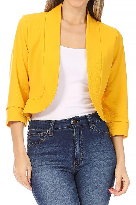 Lizette Cropped 3/4 Length Blazer in a Variety of Colors