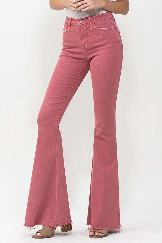 Super Flares High Rise Jeans in Mineral Red