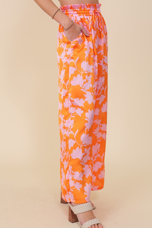 All About The Tropics Drawstring Wide Leg Pants