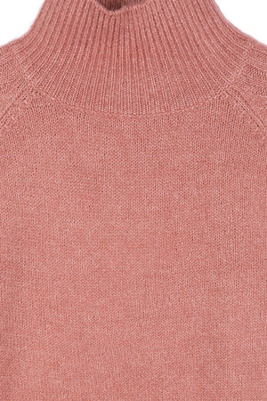 Elevated Cozy Crop Mock Neck Sweater in Pink & Khaki