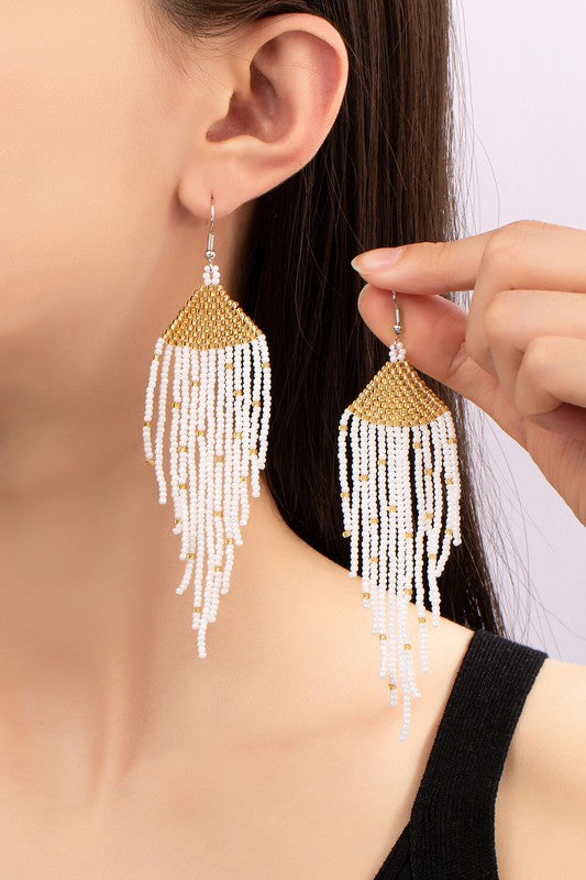 Regina Handwoven Seed Beed Earrings