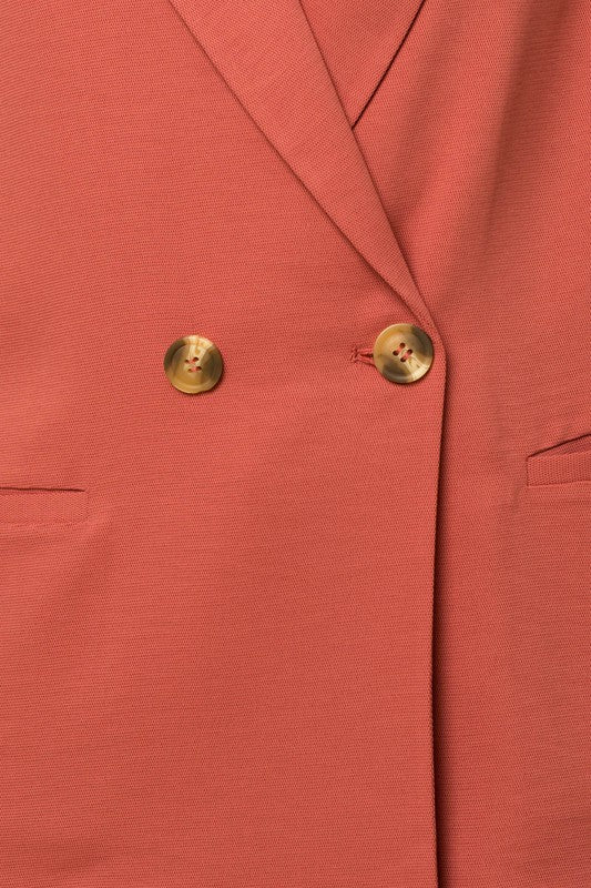 Amari Double Breasted Blazer in Coral