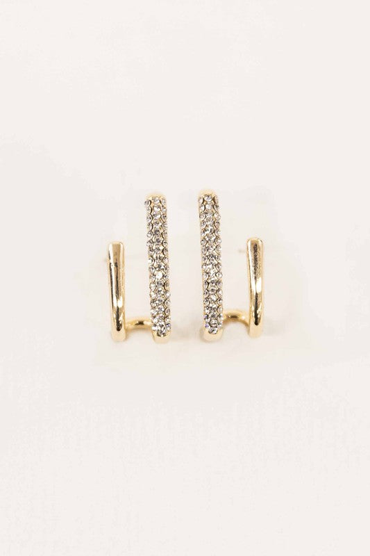 Stand Out Rhinestone Stud Earrings in Gold