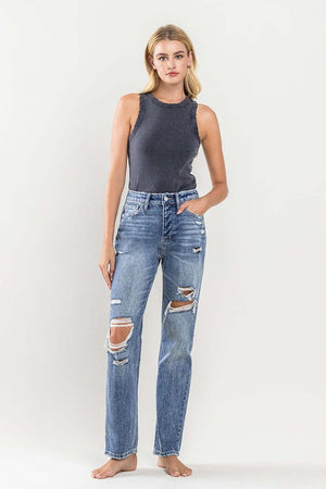 Distressed Slim Straight Jeans