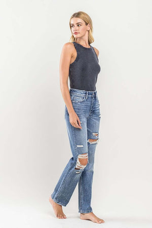 Distressed Slim Straight Jeans