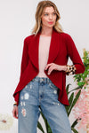 Feline Finish Leopard Cuff Blazer in Burgundy