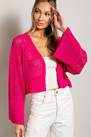 All Eyes on You Cardigan in Hot Pink, Oatmeal, & Black