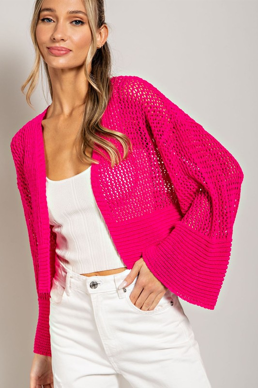 All Eyes on You Cardigan in Hot Pink, Oatmeal, & Black