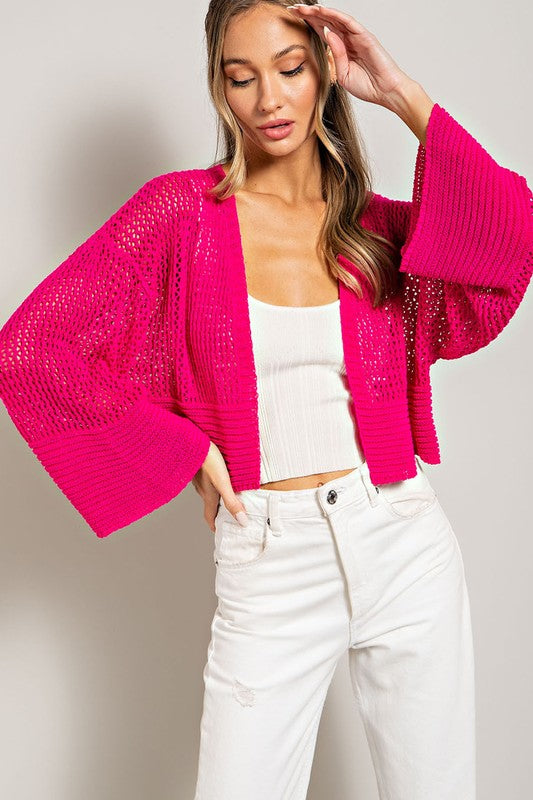 All Eyes on You Cardigan in Hot Pink, Oatmeal, & Black