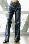 Modern Edge Vegan Leather Wide Leg Pants in Black