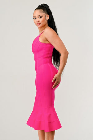 Aphrodite Midi Bandage Dress in Pink
