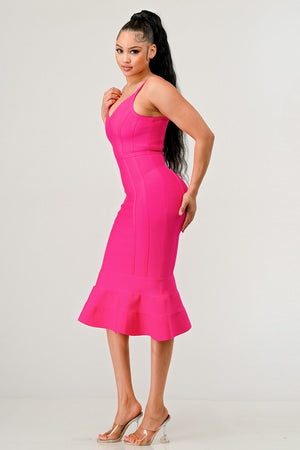 Aphrodite Midi Bandage Dress in Pink