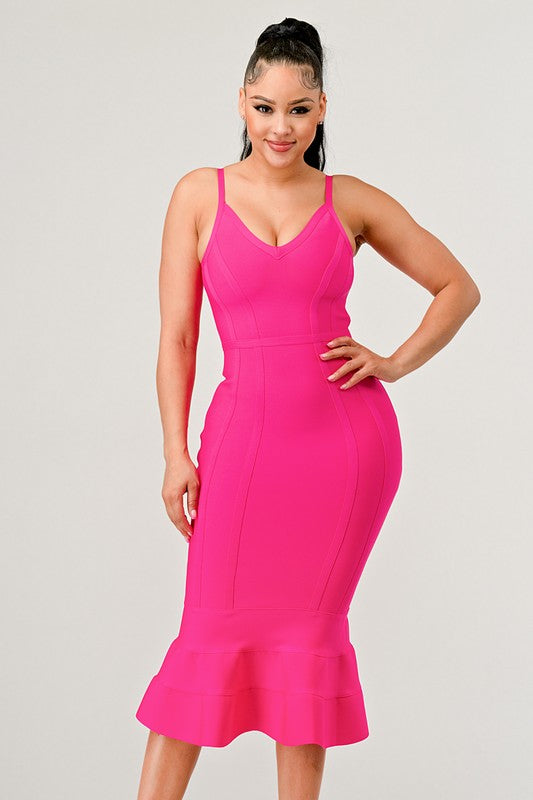 Aphrodite Midi Bandage Dress in Pink