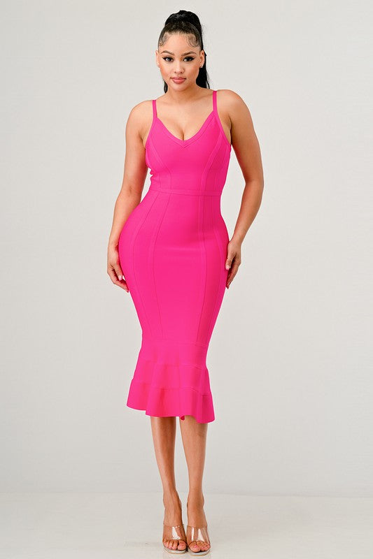 Aphrodite Midi Bandage Dress in Pink